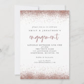 Modern Roos Gold Glitter Border Engagement Party Kaart (Voorkant)
