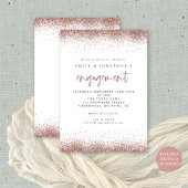 Modern Roos Gold Glitter Border Engagement Party Kaart
