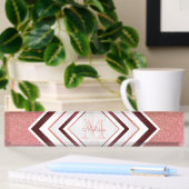 Modern Roos Gold Glitter Chevron Monogram Naambordje