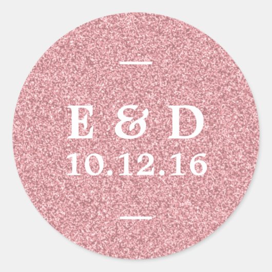 Modern Roos Gold Glitter Chic Wedding Favor Ronde Sticker (Voorkant)