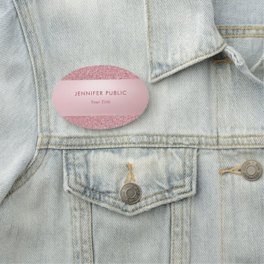 Modern Roos Gold Glitter Elegant Trendy Classy Naamplaatje (In situ)