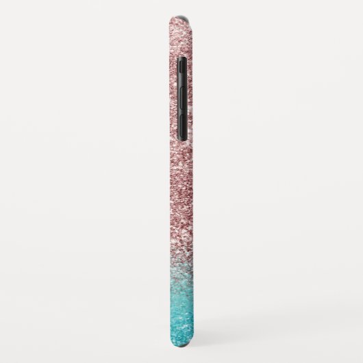 Modern Roos Gold Glitter en Blauwgroen Ombre Monog Case-Mate iPhone Case (Achterkant/links)