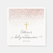 Modern Roos Gold Glitter First Heilige Communie Servet (Voorkant)
