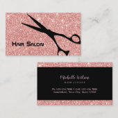 Modern Roos Gold Glitter Hair Stylist Beauty Salon Visitekaartje (Voorkant / Achterkant)