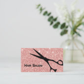 Modern Roos Gold Glitter Hair Stylist Beauty Salon Visitekaartje (Staand voorkant)