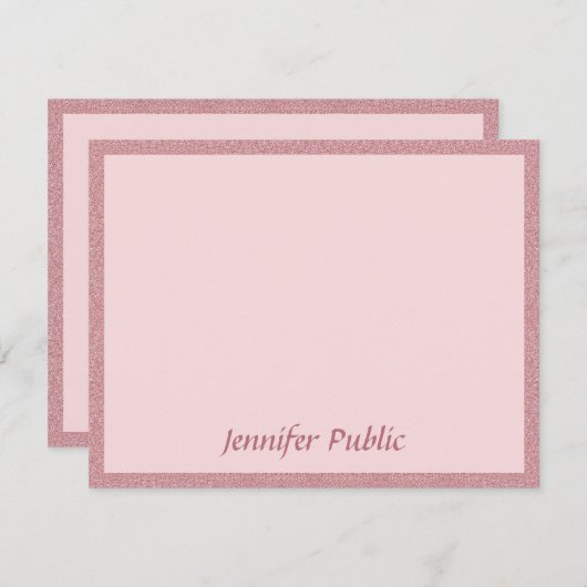 Modern Roos Gold Glitter Handgeschreven Script Chi Notitiekaartje (Voorkant / Achterkant)