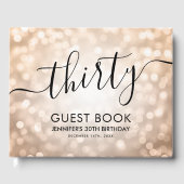 Modern Roos Gold Glitter Lights 30e Verjaardag Gastenboek (Voorkant)