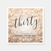 Modern Roos Gold Glitter Lights 30e Verjaardag Servet (Voorkant)