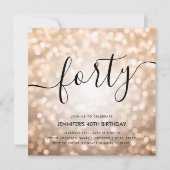 Modern Roos Gold Glitter Lights 40e Verjaardag Kaart (Voorkant)