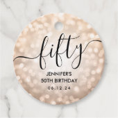 Modern Roos Gold Glitter Lights 50e Verjaardag Bedankjes Labels (Voorkant)