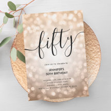 Modern Roos Gold Glitter Lights 50e Verjaardag