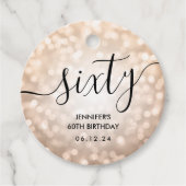 Modern Roos Gold Glitter Lights 60e Verjaardag Bedankjes Labels (Voorkant)