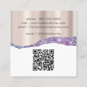 Modern Roos Gold Glitter Logo QR-code Vierkante Visitekaartje (Achterkant)