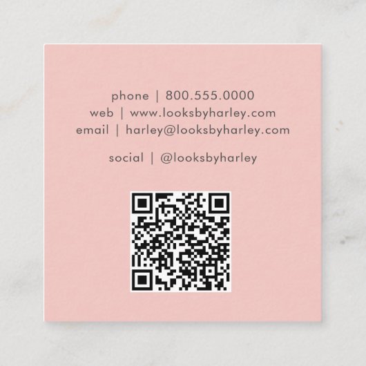 Modern Roos Gold Glitter Logo QR-code Vierkante Visitekaartje (Achterkant)