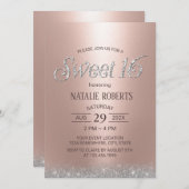 Modern Roos Gold Glitter Luxury Sweet 16 zaterdag Kaart (Voorkant / Achterkant)