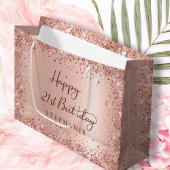 Modern Roos Gold Glitter Monogram 21e Verjaardag Groot Cadeauzakje