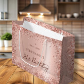 Modern Roos Gold Glitter Monogram 21e Verjaardag Groot Cadeauzakje
