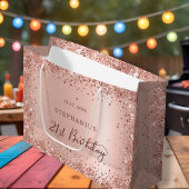 Modern Roos Gold Glitter Monogram 21e Verjaardag Groot Cadeauzakje