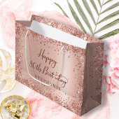 Modern Roos Gold Glitter Monogram 80e Verjaardag Groot Cadeauzakje