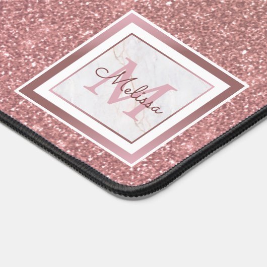 Modern Roos Gold Glitter Monogram Bureaumat (Hoek)