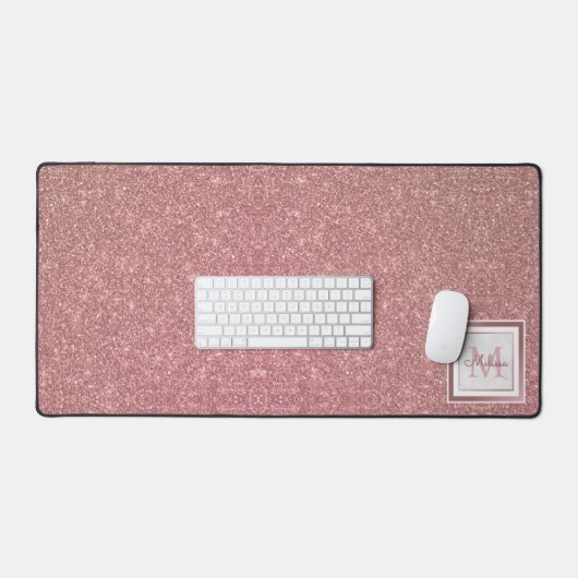 Modern Roos Gold Glitter Monogram Bureaumat (Keyboard & Muis)