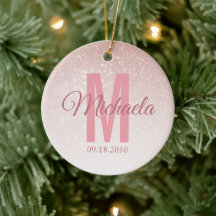 Modern Roos Gold Glitter Monogram Initiaal Girly