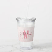 Modern Roos Gold Glitter Monogram Naam Acryl Drinkbeker (Achterkant)