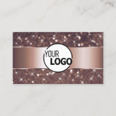 Modern Roos Gold Glitter Sparkle Stars en Logo Visitekaartje (Voorkant)