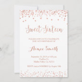 Modern Roos Gold Glitter Sweet 16 Birthday Kaart (Voorkant)
