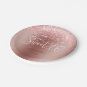 Modern Roos Gold Glitter Sweet 16 Papieren Bordje (Gekanteld)