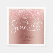 Modern Roos Gold Glitter Sweet 16