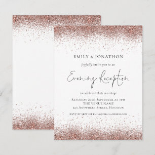 Modern Roos Gold Glitter Trouwreceptie Kaart