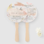 Modern Roos Gold Glitter Wedding Program Handje Fa Handwaaier (Voorkant en achterkant)