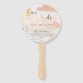 Modern Roos Gold Glitter Wedding Program Handje Fa Handwaaier (Voorkant)