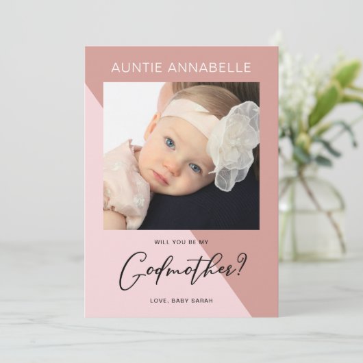 Modern Roos Gold Godmoeder-voorstel Kaart (Staand voorkant)