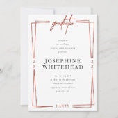 Modern Roos Gold Graduation Party Kaart (Voorkant)