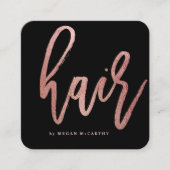 Modern Roos Gold Hair Stylist Script Afspraak Vierkante Visitekaartje (Voorkant)