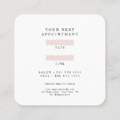 Modern Roos Gold Hair Stylist Script Afspraak Vierkante Visitekaartje (Achterkant)