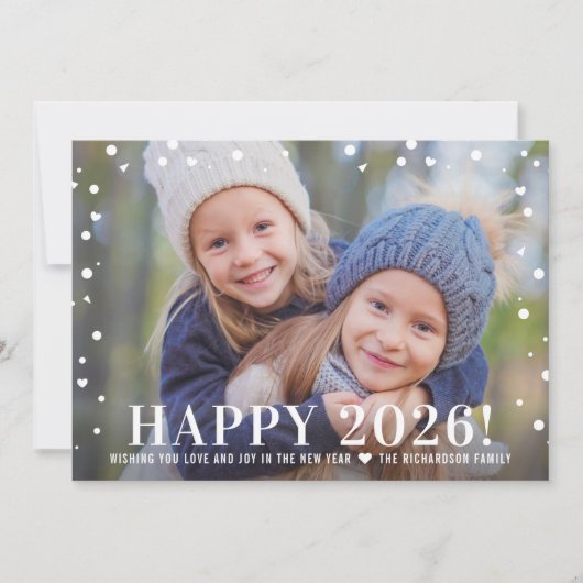 Modern Roos Gold Happy New Year 2024 Foto Feestdagenkaart (Voorkant)