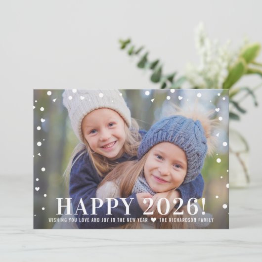 Modern Roos Gold Happy New Year 2024 Foto Feestdagenkaart (Staand voorkant)