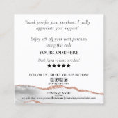 Modern roos Gold Heart Bedankt voor uw bestelling Vierkante Visitekaartje (Achterkant)