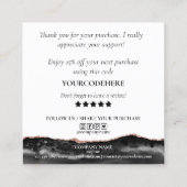 Modern roos Gold Heart Bedankt voor uw bestelling Vierkante Visitekaartje (Achterkant)