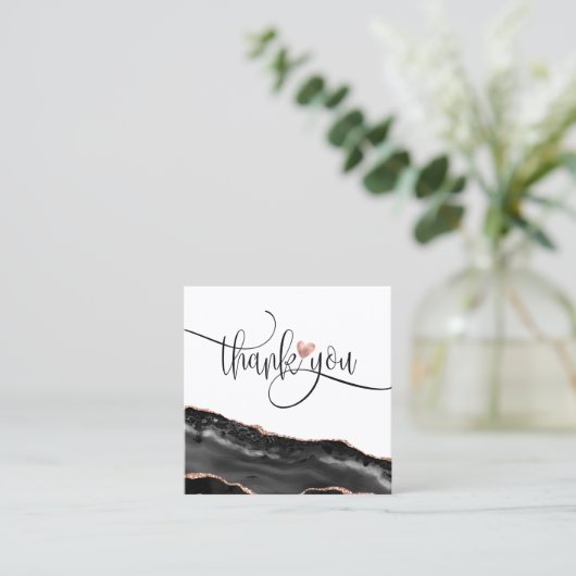 Modern roos Gold Heart Bedankt voor uw bestelling Vierkante Visitekaartje (Staand voorkant)