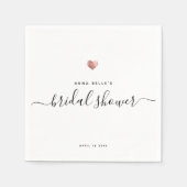 Modern Roos Gold Heart Chic Script Vrijgezellenfee Servet (Voorkant)