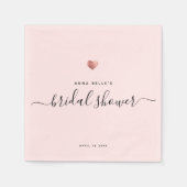 Modern Roos Gold Heart Chic Script Vrijgezellenfee Servet (Voorkant)
