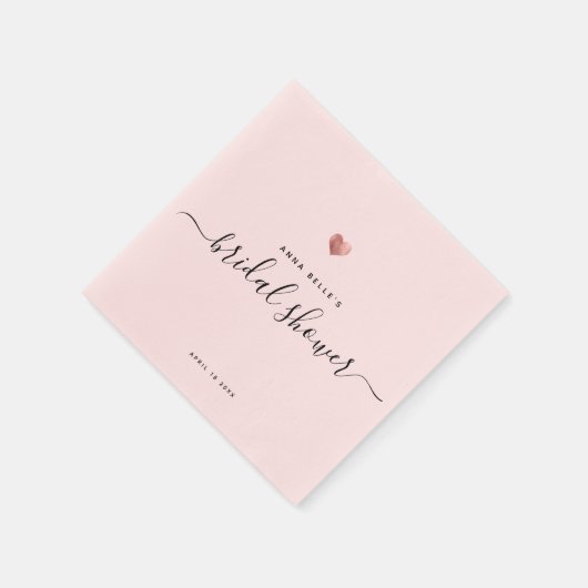 Modern Roos Gold Heart Chic Script Vrijgezellenfee Servet (Hoek)