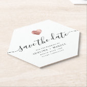 Modern Roos Gold Heart Save the Date Kartonnen Onderzetters (Schuin)