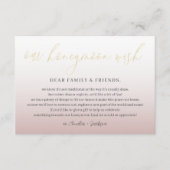 Modern Roos Gold Honeymoon Wish Bruiloft Informatiekaartje (Voorkant)