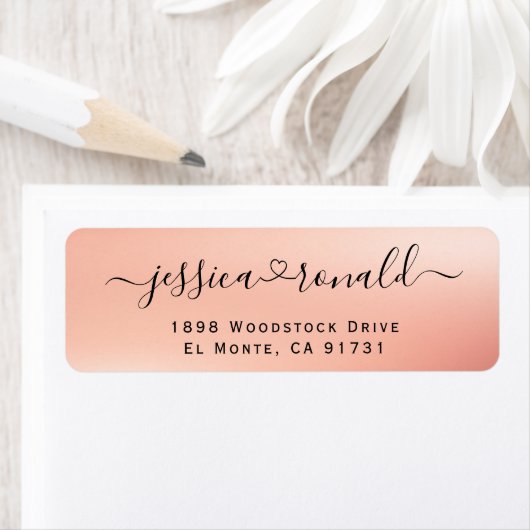 Modern Roos Gold Kalligrafie Retouradres Labels (Insitu)