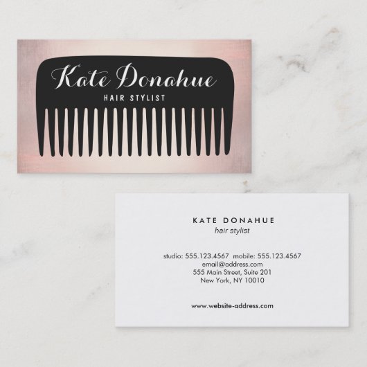 Modern Roos Gold kapper kam salon Visitekaartje (Voorkant / Achterkant)